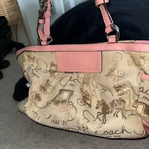 Coach Pink and Tan Shoulder Bag